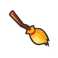 broom stick with outline in flat design. vector