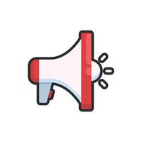 mega phone sign with outline in flat design. vector