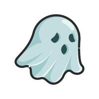 cute spooky ghost with outline in flat design. vector