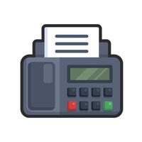 fax machine with outline in flat design. vector