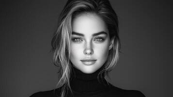 Black and white photo of a beautiful woman