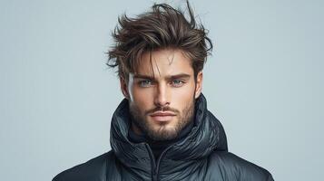 A man with a beard and a black jacket photo