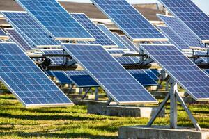 Solar panels, photovoltaic, alternative electricity source, concept of sustainable resources. Solar power station. photo