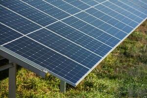 Solar panels, photovoltaic, alternative electricity source, concept of sustainable resources. Solar power station. photo