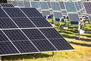Solar panels, photovoltaic, alternative electricity source, concept of sustainable resources. Solar power station. photo