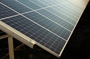 Solar panels, photovoltaic, alternative electricity source, concept of sustainable resources. Solar power station. photo