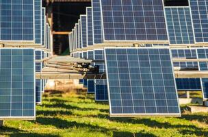 Solar panels, photovoltaic, alternative electricity source, concept of sustainable resources. Solar power station. photo