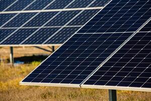 Solar panels, photovoltaic, alternative electricity source, concept of sustainable resources. Solar power station. photo