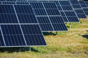 Solar panels, photovoltaic, alternative electricity source, concept of sustainable resources. Solar power station. photo