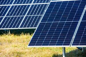 Solar panels, photovoltaic, alternative electricity source, concept of sustainable resources. Solar power station. photo