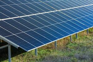 Solar panels, photovoltaic, alternative electricity source, concept of sustainable resources. Solar power station. photo