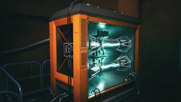 Futuristic lab with advanced energy tech and glowing components video