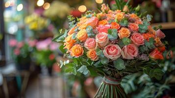Arrangement of multi-colored flowers photo