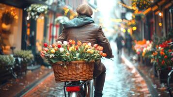 A Senior man rides a bicycle photo