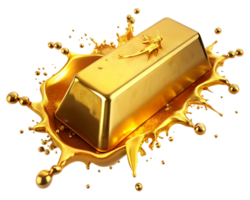 Melting Gold Bar in Cascading Gold Splash png