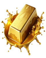 Dynamic Gold Splash from Melting Gold Bar png