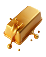 Melted Gold Bar with Cascading Gold Splash png
