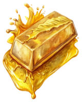 Gold Bar Melting with Explosive Gold Splash png