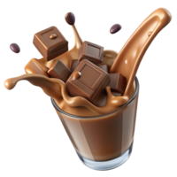 Flying Chocolate Shards and Creamy Chocolate Milk Splash png