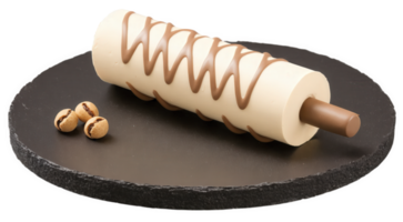 Mocha mousse ice cream rolls with layers of creamy mocha mousse and thin ribbons of chocolate, rolled into a soft, png