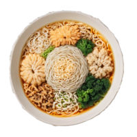 Udon noodle soup mandala a comforting mandala of udon noodle soup with tempura bits floating png