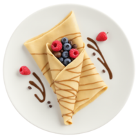 Mocha mousse crepes filled with a silky layer of mocha mousse, topped with a drizzle of caramel sauce, chocolate curls, png
