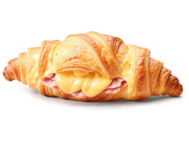 Breakfast Croissant with Ham and Cheese A buttery croissant filled with ham and melted cheese, perfect with a morning coffee. png