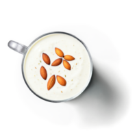 Malai Lassi - A thick and creamy yogurt-based drink flavored with cardamom and saffron, topped with a sprinkle of pistachios png