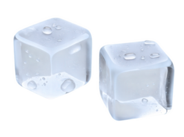 Transparent Ice Cubes with Water Droplets, Gold Hue A set of transparent ice cubes with a soft gold tint. png