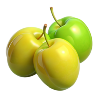 3d render do amarelo e verde ameixas png