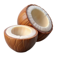 3D Render of Two Halved Coconuts png