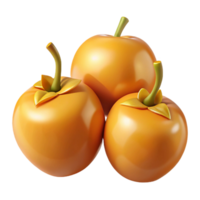 3D Render of Three Shiny Persimmons png