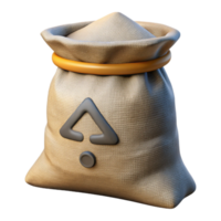 3D Render of a Burlap Sack png