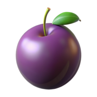 3D Render Purple Plum Fruit Illustration png