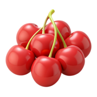 3D Render of Red Cherries Bunch png