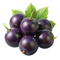 3D Render of Blackcurrants with Leaves png