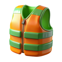 Orange and Green Life Vest 3D Render png