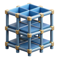 3d render azul e ouro modular estante unidade png