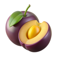 3D Render of a Plum Halved png