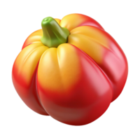 Red and Yellow Bell Pepper 3D Render png