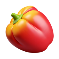 Vibrant Red and Orange Bell Pepper 3D Render png