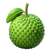 3D Render of a Green Fruit with Leaf png