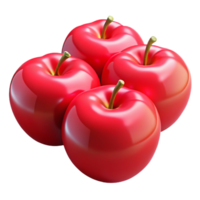 3D Render of Four Shiny Red Apples png