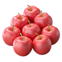 3d render brilhante vermelho maçãs fruta png