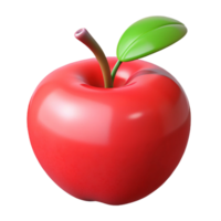3D Render Red Apple with Leaf png