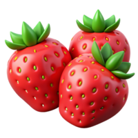 3D Render of Three Strawberries png