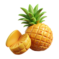 3D Render of a Pineapple and Slice png