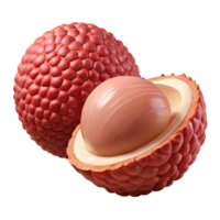 3D Lychee Illustration Red Fruit, Closeup View png