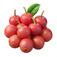 3D Render of Red Berries Cluster png
