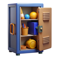3D Render Cartoon Locker with Items png